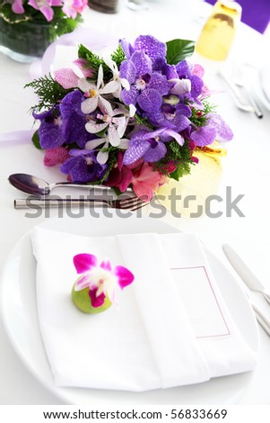 stock photo Tables decorated for a wedding reception