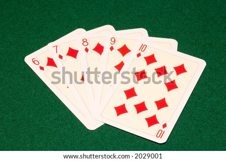 the straight flush combination on green cloth