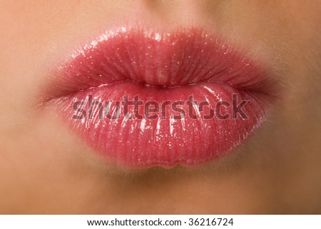 the female lips sending a kiss macro