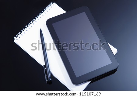 Vertical digital tablet with empty blank screen