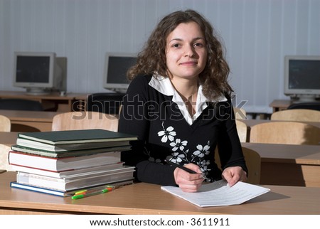 Pretty student is preparing to take a test.