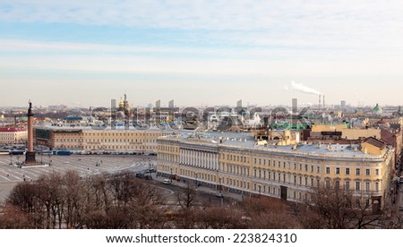 Panorama of St.-Petersburg. View of Palace Square, the building of the General Staff, the Alexander Column.