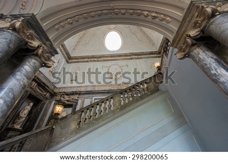 Saint-Petersburg, RUSSIA - July 16 2015. The main staircase of the marble palace on Jul 16, 2015 in Saint-Petersburg.