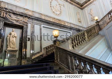 Saint-Petersburg, RUSSIA - July 16 2015. The main staircase of the marble palace on Jul 16, 2015 in Saint-Petersburg.