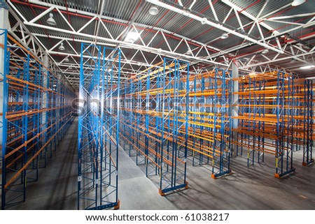 Interior of a modern warehouse ,clean and empty