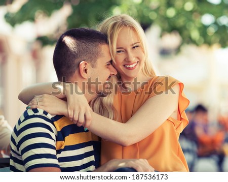 Beautiful happy couple embracing