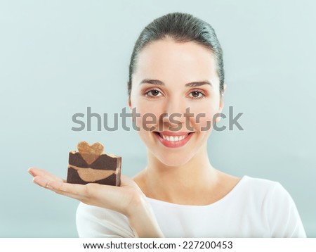 Young woman with hand made soap