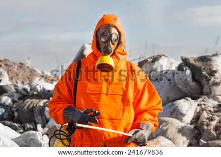 Portrait of recycling worker on the landfill