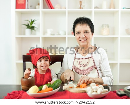 Cooking with grandma is fun