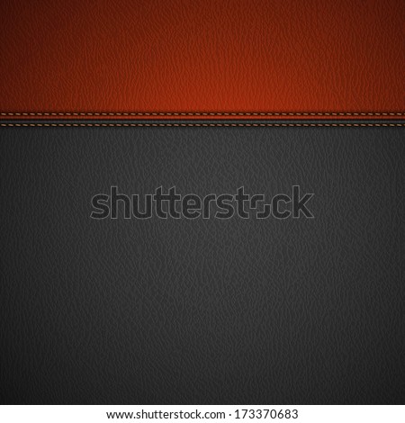 Leather Texture Background With Stitched Red Stripe - Eps10
