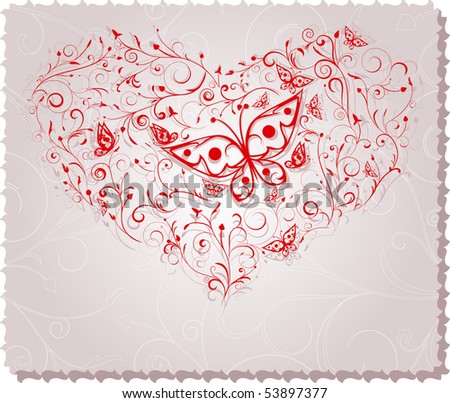 Ornate greeting card with butterflies