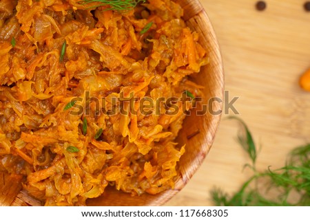 Cooked cabbage. Russian Braised Cabbage.