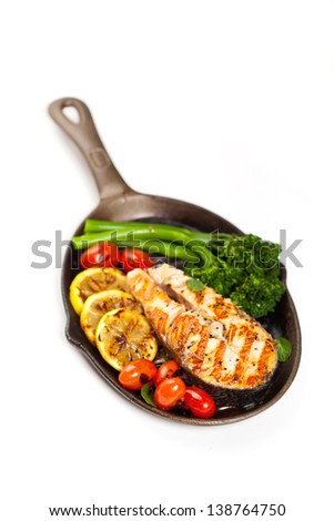 Salmon With Grilled Broccoli And Lemon