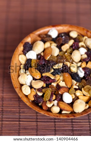 Mixed dried fruit, nuts and seeds