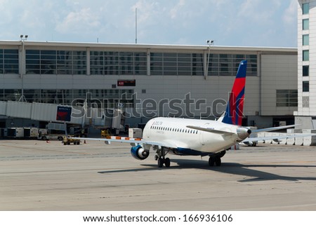Detroit - circa June, 2013. Delta Connection is a flight connection service operating short and medium flights, shown here at Detroit (DTW) Airport.
