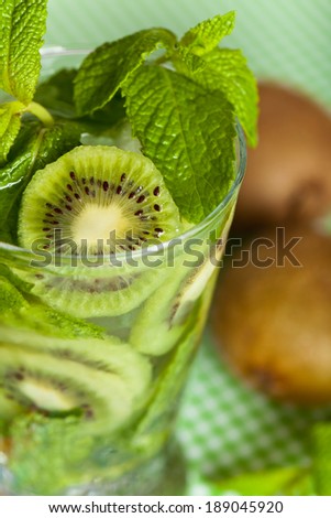 Refreshing Summer Drinks. Drink with Kiwi. Selective focus.