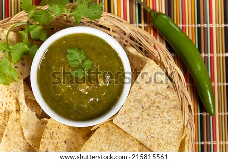 Salsa Verde with tortilla chips