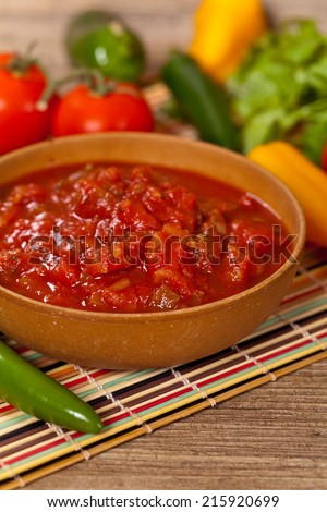 Spicy Red Salsa. Selective focus.