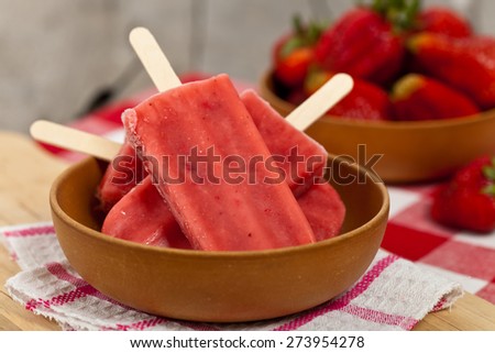 Frozen Strawberry Fruit Bars. Selective focus.