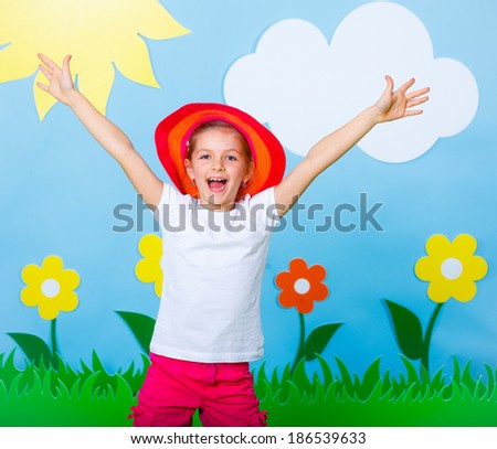 Lovely Young girl wearing colorful summer clothing on Fashion and Beauty Summer theme