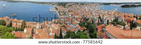 High angle view of the Dalmatian coast from the city of Rovinj Croatia