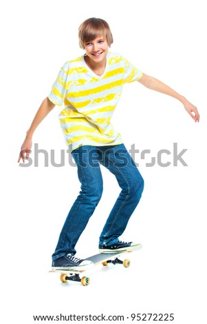 Blonde Boy Skateboarding