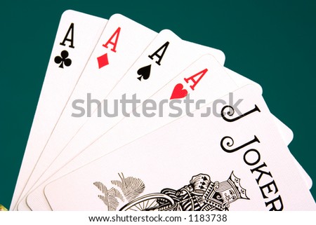 cards four cards aces joker.