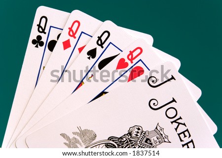 cards four cards queens joker.