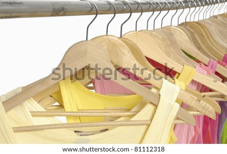 Line of colorful shirt rack