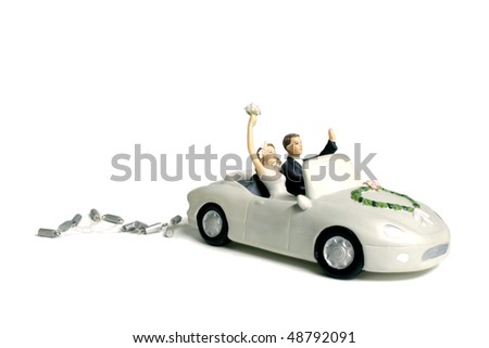 stock photo Wedding car cake topper