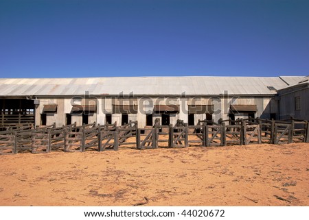 Old abandoned wooden shearing shed with corrugated iron roof