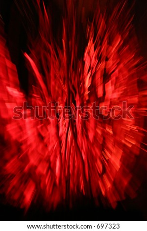 Red blast (zooming in on a decoration made of twigs, lit in Red light).