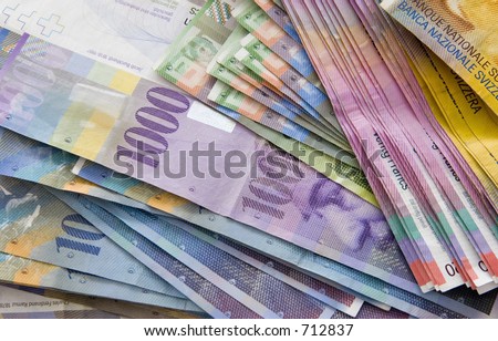 Swiss Currency Bank Notes (Swiss Francs).