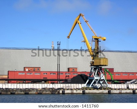 Lifting crane in the port.