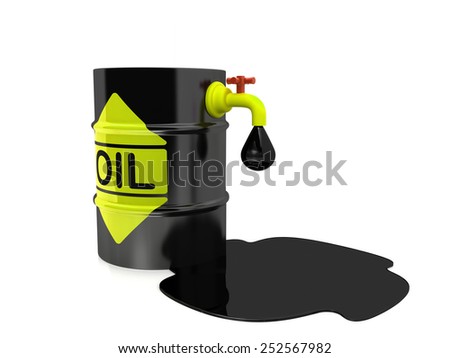 Oil flows from the barrel in the bucket