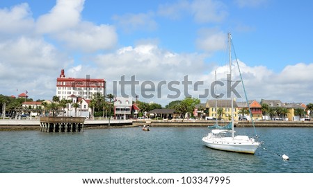 View of historic St. Augustine, Florida  riverfront on the Matanzas River.