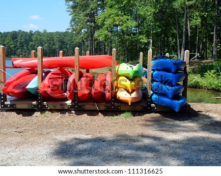 kayak rentals at a state park Georgia, USA.