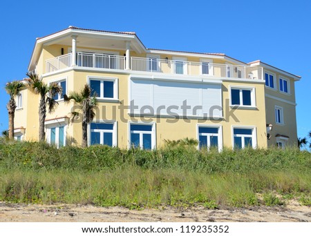 Beach home construction on the eastern coastline of Florida, USA.