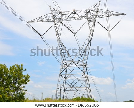 Electricity pylon at rural Georgia, USA.