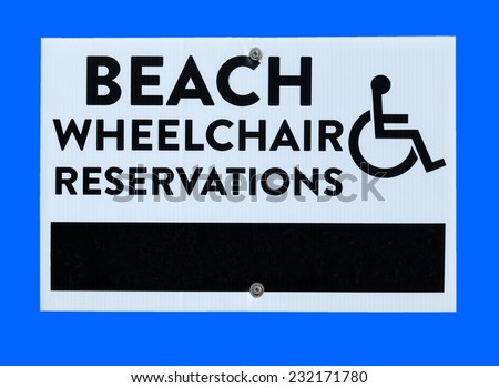 Beach wheelchair for rent sign