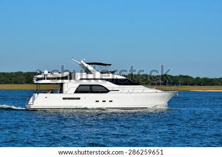 Yacht Cruising along the river Florida, USA.