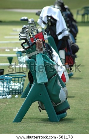 Golf bags at a golf school