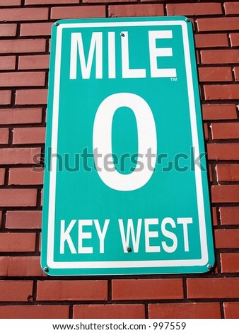 Photographed mile marker sign at the end of U.S. 1 in Florida.