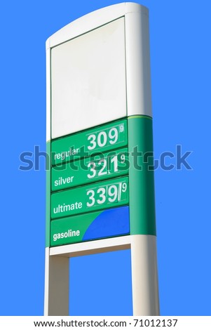 gas station price sign at local station rural georgia usa