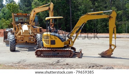 Heavy  equipment at road construction site athens georgia usa
