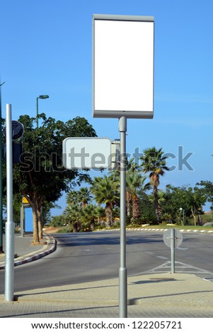 Blank white street sign with a copy space area