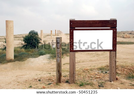 A Blank brown wooden Signpost in the desert