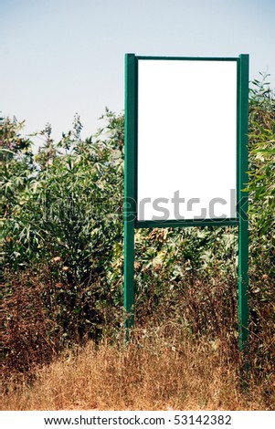 A Blank white Sign in green nature area