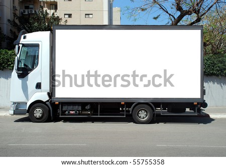 A Blank white Sign on a white truck