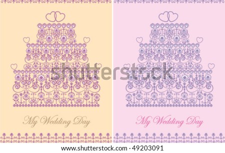 stock vector Set of two color variations of elegant wedding invitations 